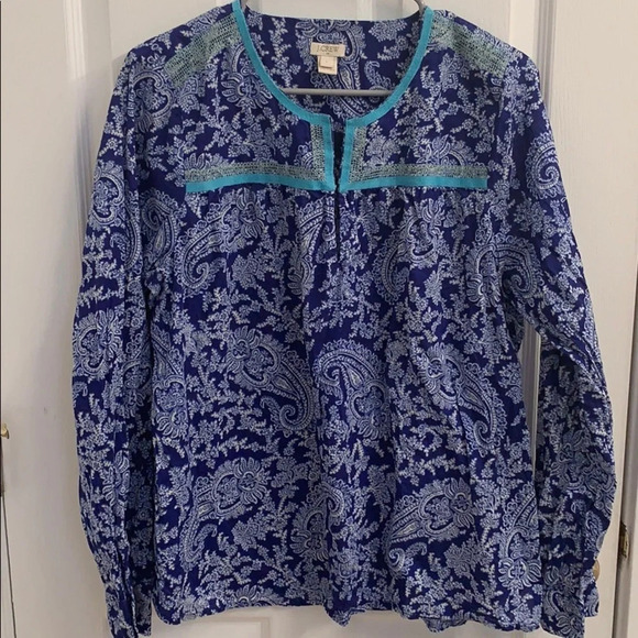 J. Crew Paisley Print Blouse size Large - Picture 2 of 7